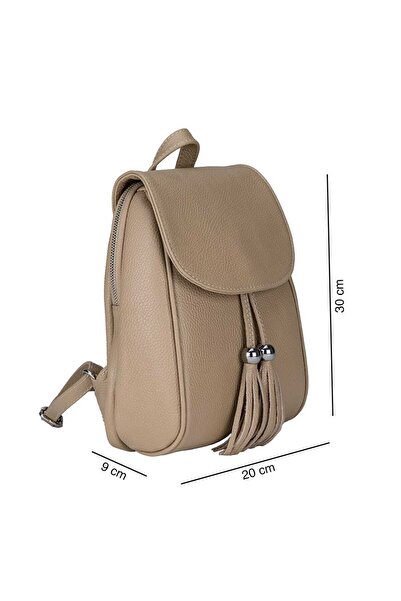 Toro Nero Women's backpack made of light taupe genuine leather Cris