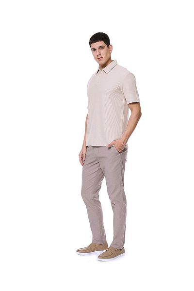 R&B Solid Slim Fit Trousers with Button Closure