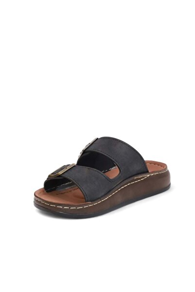 Konfores 2163 Double Buckle Full Anatomical Sole Men's Slippers Compatible for Daily, Umrah and Hajj