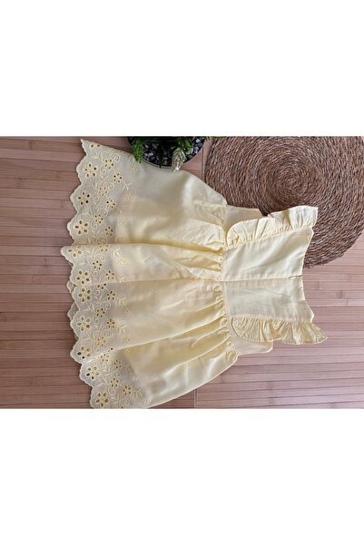 Gamzelim Kız bebek fisto detay sarı elbise