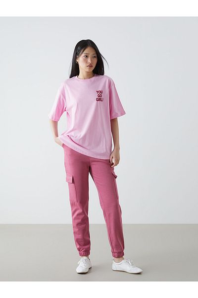 LC Waikiki Tricou pentru femei din țesătură pieptănată din bumbac 100% Loose Fit