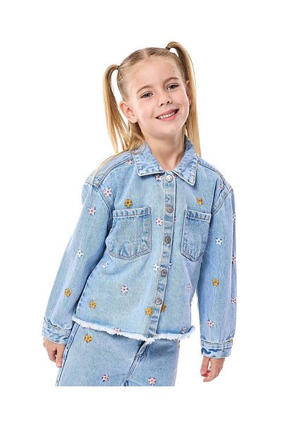 R&B Embroidered Pocket Front Denim Jacket