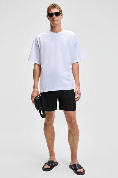 GRIMELANGE Dazmann Men's Oversize Fit Crew Neck Short Sleeve 100% Organic Cotton White T-Shirt