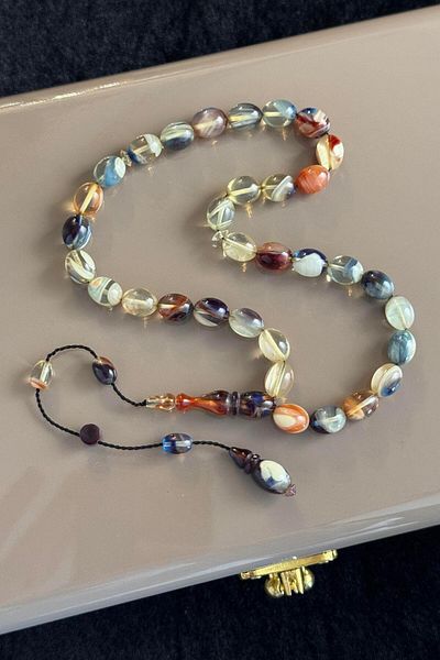dergah tesbih تصميم منظمة من سلسلة Alexander Color Transition Fire-i Squeeze Amber Prayer Beads