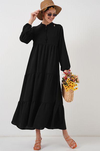 Bigdart Φόρεμα Hijab με δαντέλα 1627 - Μαύρο