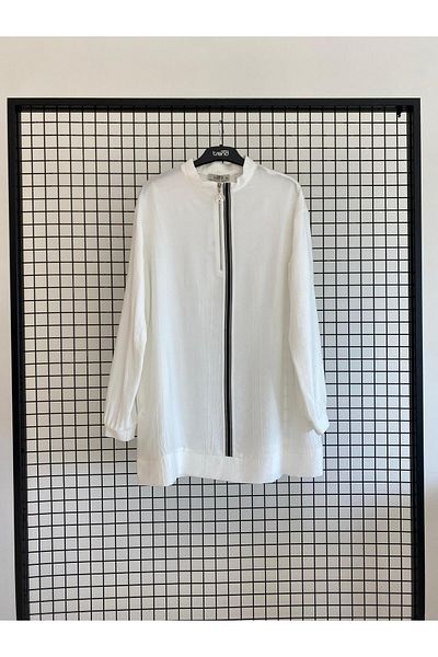Armine TREND Striped Half Zipper Judge Collar Tunic