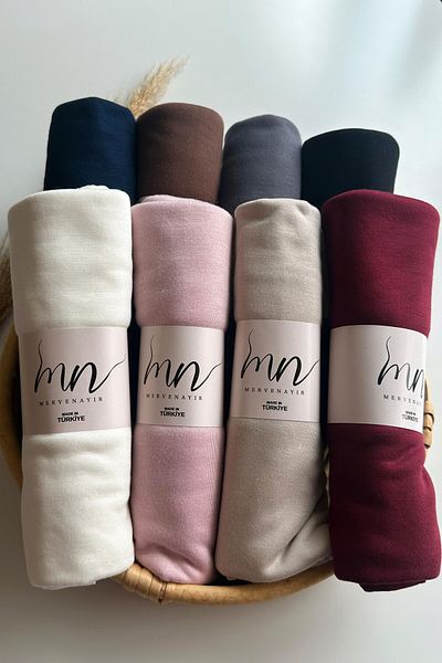 Merve Nayir 8 Li Combed Cotton Shawl Set Jersey Shawl Lycra Shawl Jersey Hijab Lycra Hijab
