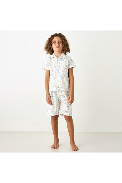 Juniors All-Over Vehicle Print Shirt And Shorts Set