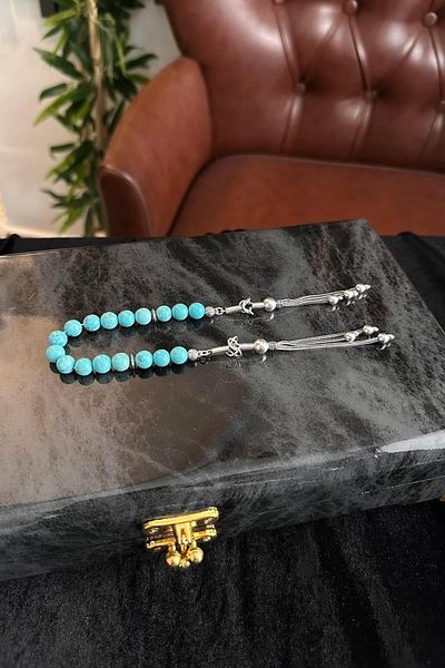 dergah tesbih مسبحة زازة بتصميم فضي من حجر الفيروز