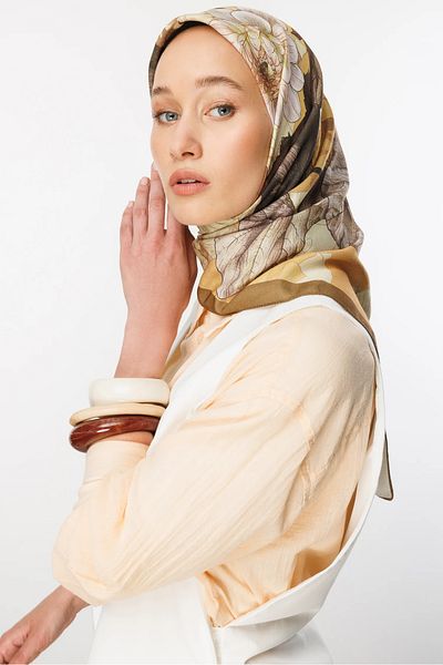 Mooncorn Βαμβακερό κασκόλ με μοτίβο βερίκοκου Floren