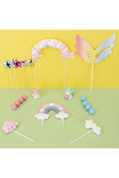 HASEPE Unicorn cake decorations Home Sweet Paradise, set 20 pieces, for special events, multicolor