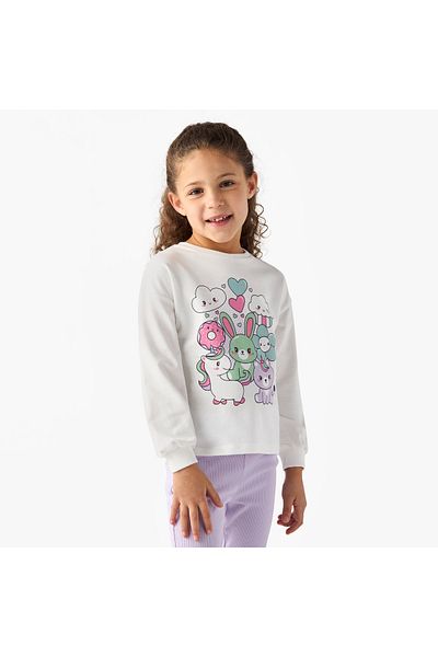 Juniors Printed Long Sleeves T-Shirt And Pyjama Set