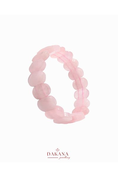 DAKANA JEWELLERY Certified Faceted Cut Pink Quartz Natural Stone Bracelet