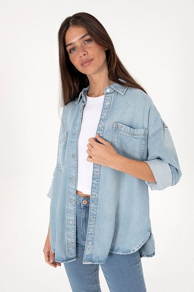 U.S. Polo Assn. Women's Light Blue Jean Shirt 50304324-Dn0021