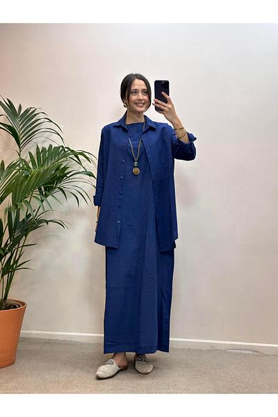 Ranasubaşı Linen Shirt Suit Navy Blue