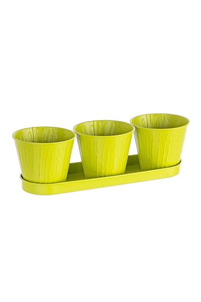 Bizzotto Ghiveci Metalic Verde Triplu 36 Cm X 12 Cm X 10 Înălțime