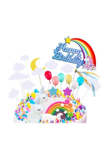 HASEPE Unicorn cake decorations Home Sweet Paradise, set 21 pieces, for special events, multicolor