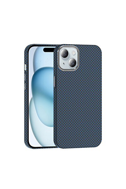 halkhouse iPhone 15 Kılıf Magsafe Şarj Özellikli Karbon Fiber Görünümlü Şık G...