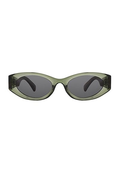 Daniel Klein Women's Sunglasses – Green Oval Frame, Gold Detailed Design