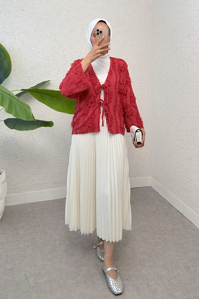 Salih Çelebi Tattered Tassel Kimono 2314 - Red