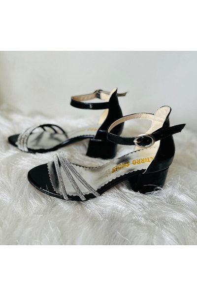 Gala Open Front Stone Heeled Children's Shoes.