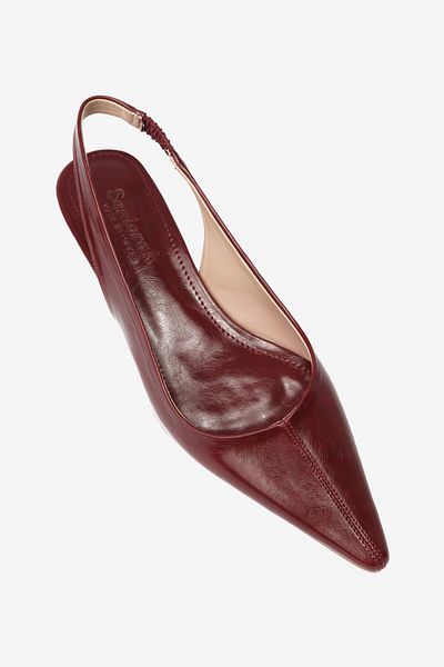Seniorah Burgundy Skin Pointed Toe Women's Heeled Shoes