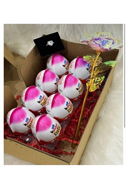 ArtBDesign 8 adet kinder joy solmayan gül ve ciddi ilişki yüzüğü hediye kutulu