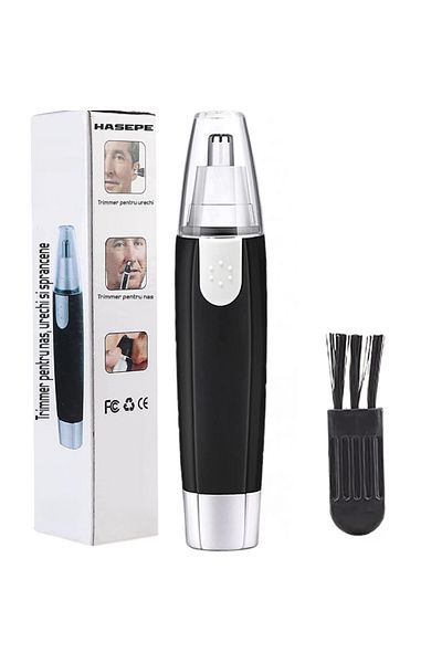 HASEPE Nose and ear or eyebrow trimmer, facial trimmer for nose and ears, 12.5 x 2 CM, Black/Grey