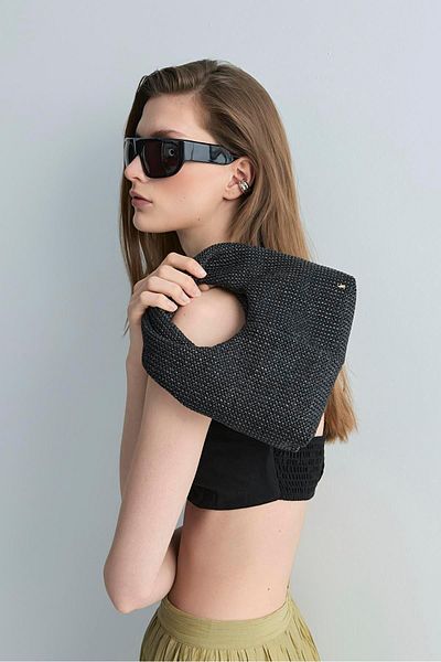 Suud Collection Black Roen Straw Bag