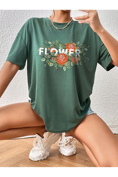 uyguntarz Μπλουζάκι με στάμπα Unisex Flowers Flower Design