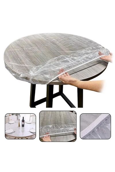 SUNUP Sn-24899 Pvc Transparent Round Table Cloth Waterproof Mattresses Event Cover 10 Pieces 120cm