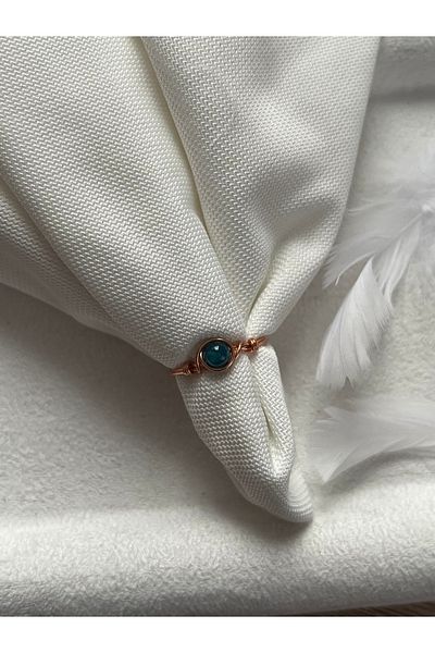 Pel Design Minimal Blue Tiger Eye Stone Copper Color Wire Ring