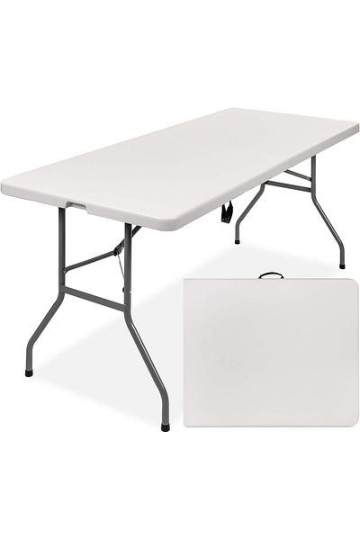 1st Folding Table 180 × 75 × 74 cm, by Piki, Metal, White