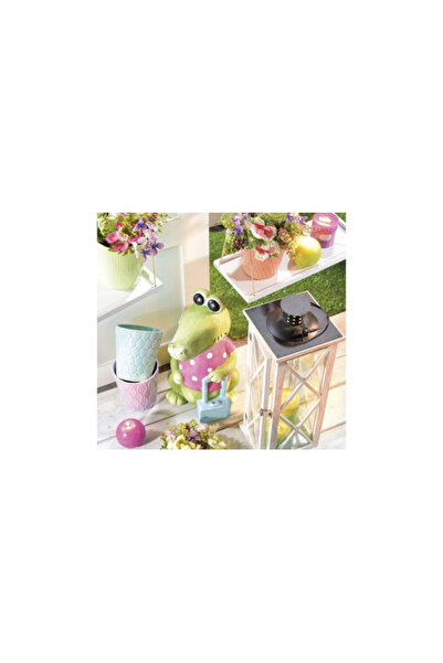 Decorer Flower Pot Ceramic Orange Ø 13 cm x 14 H