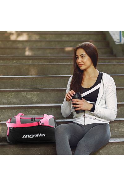 zagatto Sports Bag For Women, ®, Black/pink, Spacious & Lightweight, 35x28x23 Cm, Zg819