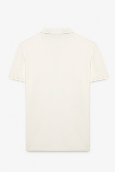 GRIMELANGE Flexore men's %100 cotton short sleeve regular fit ecru polo collar t-shirt