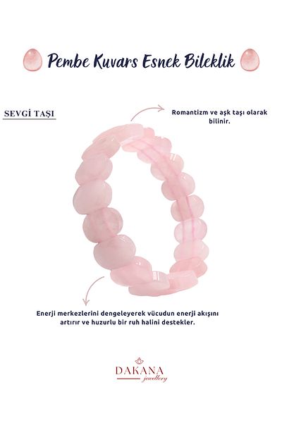 DAKANA JEWELLERY Certified Faceted Cut Pink Quartz Natural Stone Bracelet