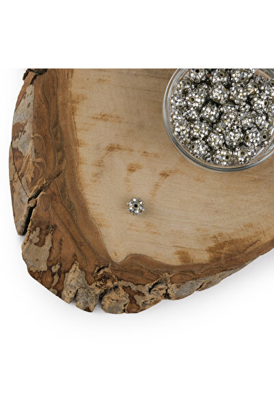 Prestij Boncuk Sa kamenčićima 8mm srebrne kuglice okrugle sive Sa kamenčićima...