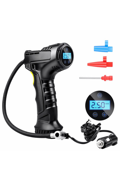 HASEPE Pompă de aer pentru mașină electrică Home Sweet Paradise®, afișaj LCD digital, lanternă LED