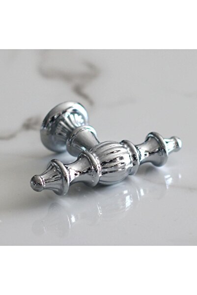 Badem10 Şehzade Chrome Silver Handle Button 10Pcs Furniture Kitchen Drawer Cabinet Cupboard Handles Cover Handle Kulb