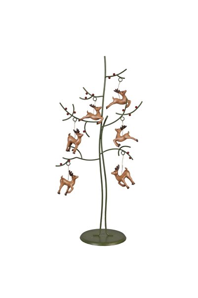 Clayre & Eef Decorațiune de Crăciun din metal cu reni 20x12x44 cm