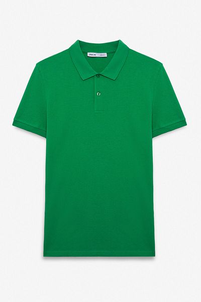 GRIMELANGE Skyloom men's 100% cotton short sleeve regular fit green polo collar t-shirt