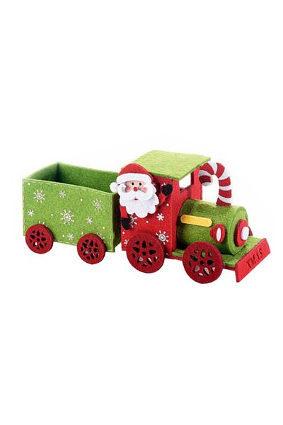 Decorer Christmas Train Decoration Textile Green and Red 22 x 8 x 9 cm