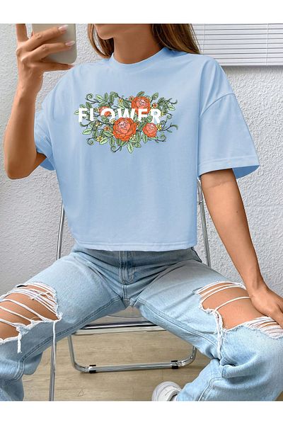 uyguntarz Μπλουζάκι με στάμπα Unisex Flowers Flower Design