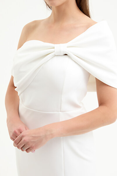 Lafaba Жіноче довге вечірнє плаття з білим бантом