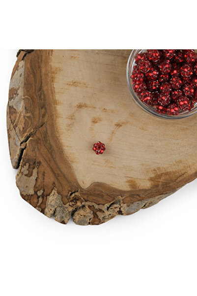 Prestij Boncuk خرز كرة حجر 8 مم خرز بلاستيك حجر أحمر دائري 5 قطع