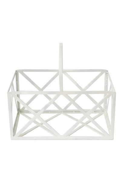 Decorer Jardiniera Fier Forjat Alba Cu Patina Aurie Pentru Ghivece Flori 40 Cm X 22h