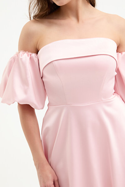 Lafaba Γυναικείο Μίνι Σατέν Μίνι Βραδινό Φόρεμα με Στράπλες Πέτο