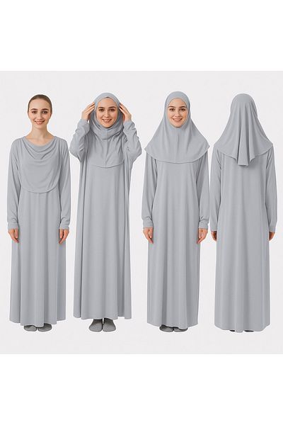 ZEHRANAZ NAMAZ ELBİSESİ Prayer Dress (Light Grey)