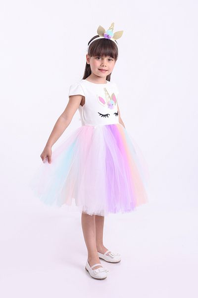 Ahenk Baby Kids Girl Unicorn Dress Birthday Wedding Party Special Occasion